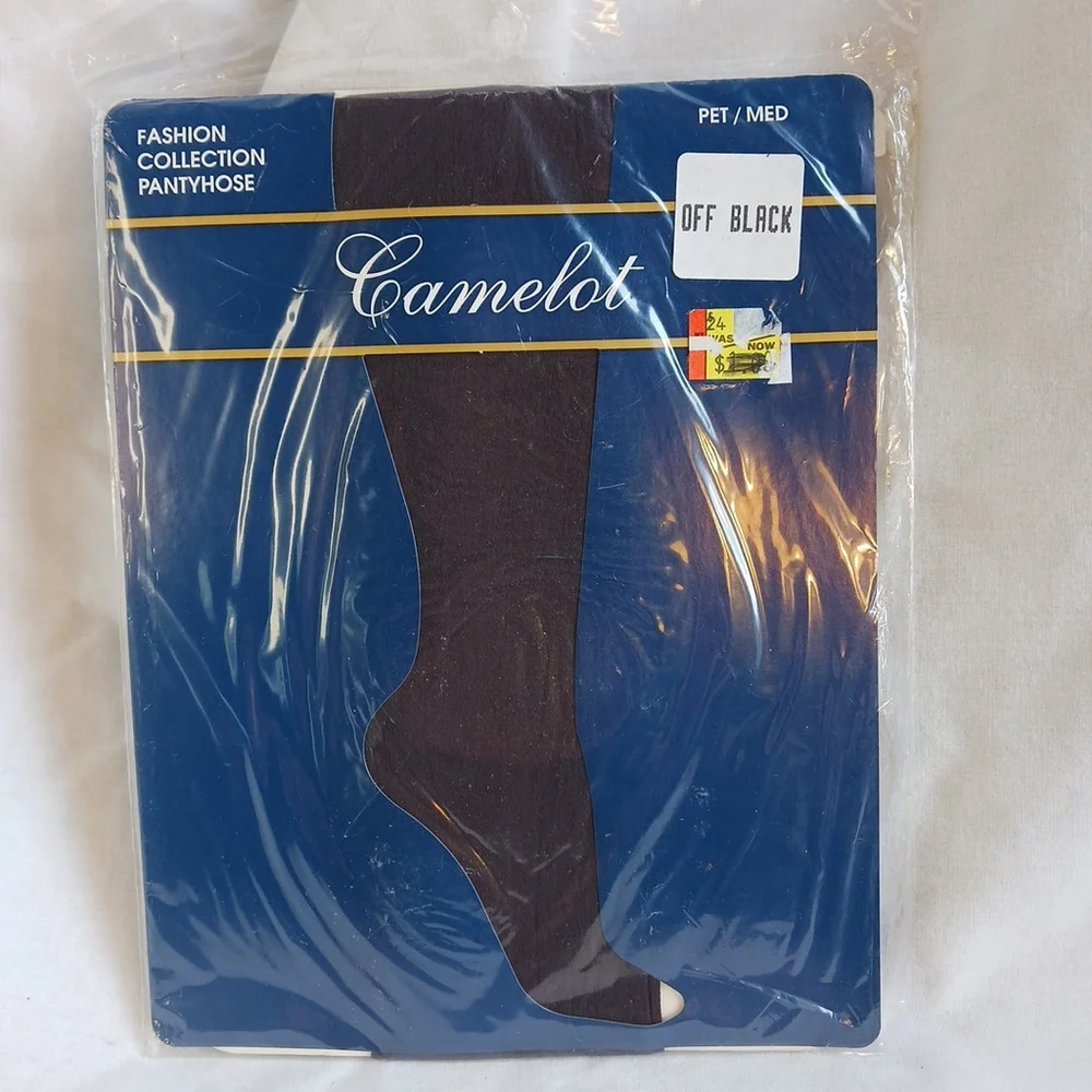 Vintage Camelot Pantyhose Off Black Petite Medium Nylon